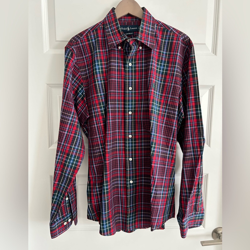 Ralph Lauren Men’s Plaid Shirt Red Blue Size 16.5 / L